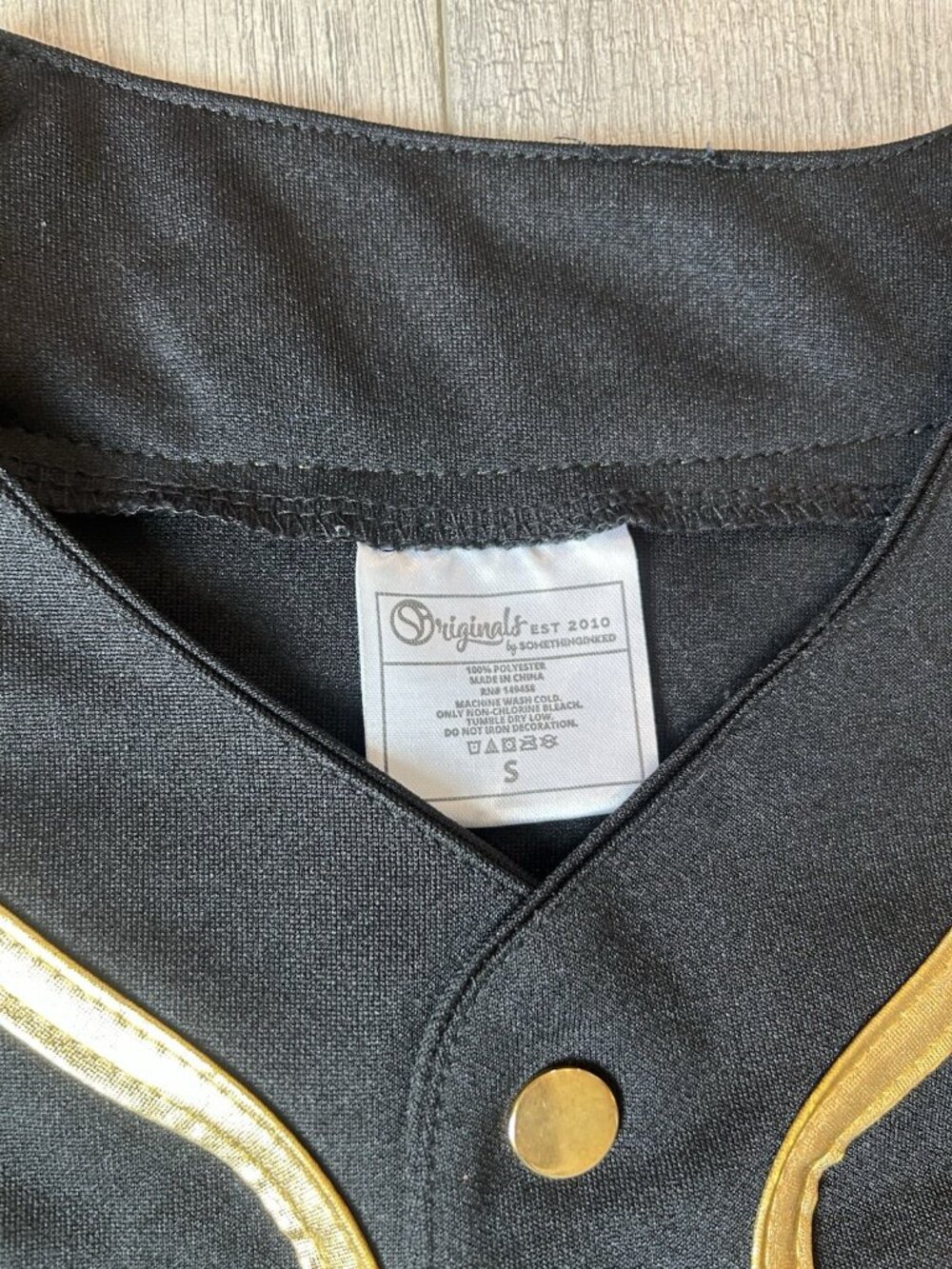 Something Inked Baseball Jersey Shorts Set Black Gold Size S Small Buttons Shirt - Picture 4 of 16